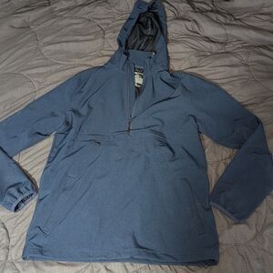 Men's Blue Hooded quarter zip Jacket